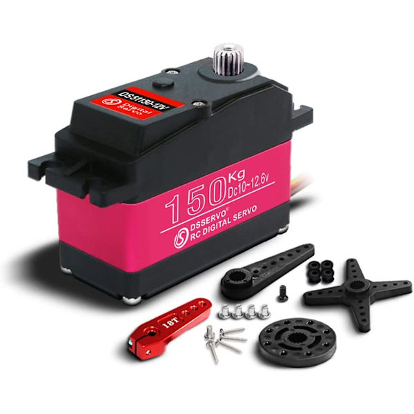 Servomotor DS51150 12V 150KG | til robotteknologi og modellering | Højt drejningsmoment 173kg-cm | Ideel til robotlastbiler, Baja 1:10 biler, metal
