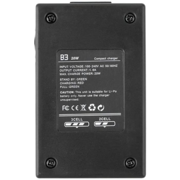 B3 20W 1.6A AC 100 till 240V 50 / 60Hz Kompakt bärbar balansladdare Lätt att ansluta för 2S-3S LiPo för IMAX