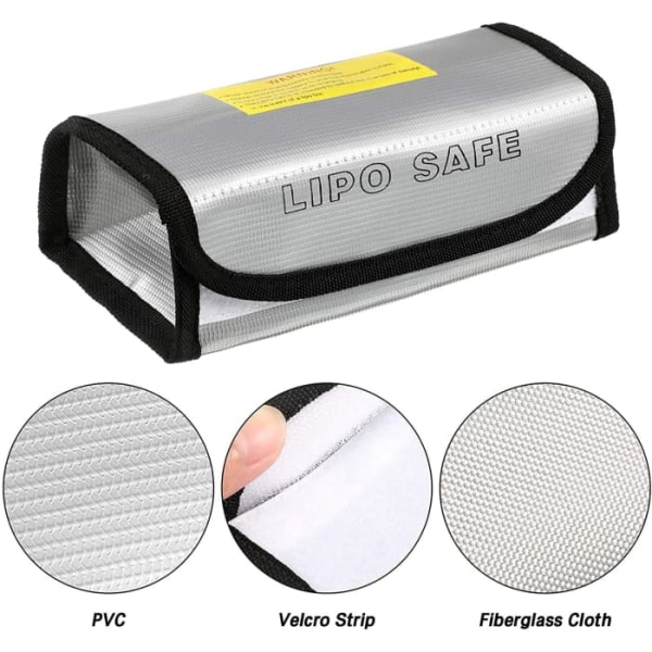 Brandhämmande Lipo-påse för batterier | Säkerhet vid laddning | Högkvalitativt skydd, Silver, 185x75x60 cm, Brandhämmande material