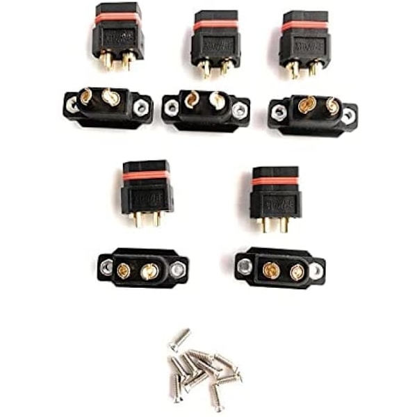 5 stk. XT60E-1 højkvalitets stik til RC Lipo-batterier | Kompatibel med Lipo-batterier, 7.4V 1200mAh, 3.7V 2000mAh, Sort