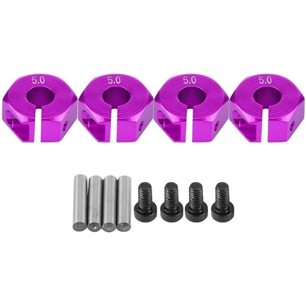 Hex-navan sovittimet, 12 mm Universaali HSP Sakura 1/10 mittakaavan RC-autoille (4 kpl) (5 mm - violetti)