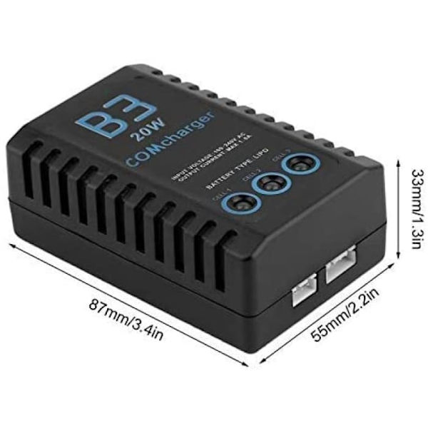 B3 20W 1.6A AC 100 till 240V 50 / 60Hz Kompakt bärbar balansladdare Lätt att ansluta för 2S-3S LiPo för IMAX