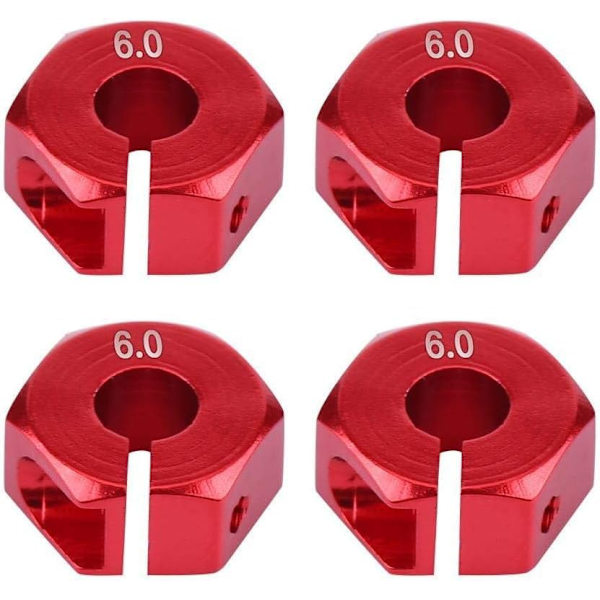 Hex-navan sovittimet, 12 mm Universaali HSP Sakura 1/10 mittakaavan RC-autoille (4 kpl) (6 mm - punainen)