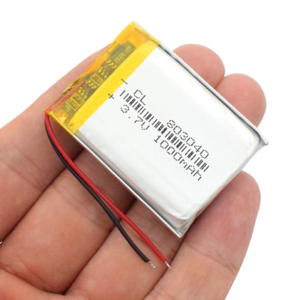 803040 Ladattava Lipo-akku (3,7 V, 1000 mAh Lipo) kaiuttimille, Bluetoothille, GPS:lle, PDA:lle,