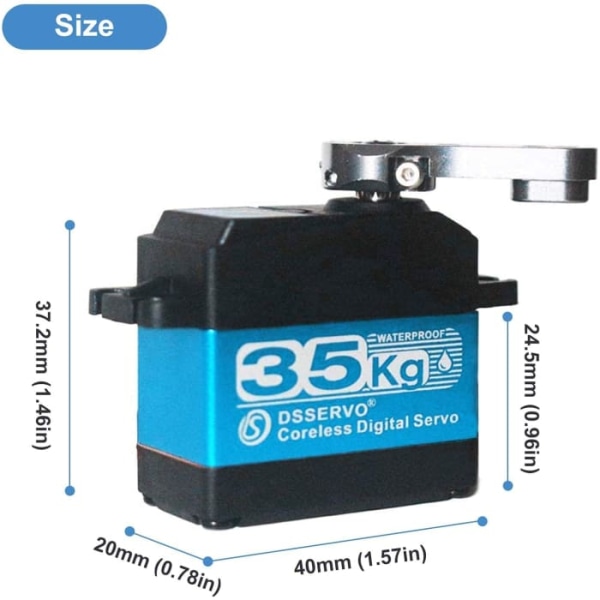 35KG digital servomotor utan kugghjul i rostfritt stål 7,4V högt vridmoment vattentät DS3235 med 25T servoarm för RC-bilrobotar (180°)