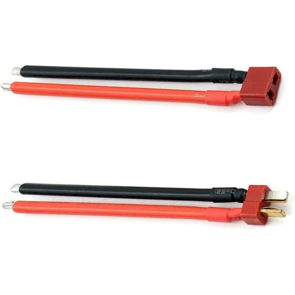 3 kpl lanka 14AWG Deans Style T Plug Uros Naaras Liitin RC-akun liitäntäkaapelilla, punainen väri