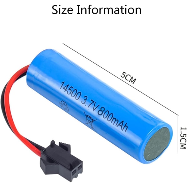 2 stk Li-ion batterier 3,7V 800mAh med SM-2P stik, kompatibel med model C2 D828