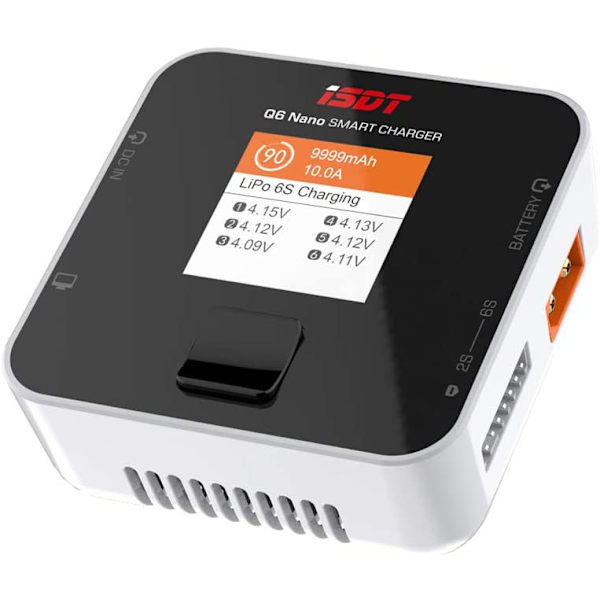 ISDT Q6 Nano Lipo-laturi 8A 200W DC 2-6S harrastemallinnus RC LCD Digitaalinen Li-Po Li-Hv Li-Ion Li-Fe NiMH Ni-Cd Pb