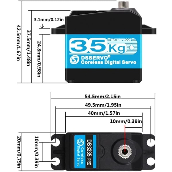 DS3235 PRO 7.4V 35KG kerneløs digital servomotor med 25T kamme til robotlastbil model Baja Car 1/10 (180 grader)