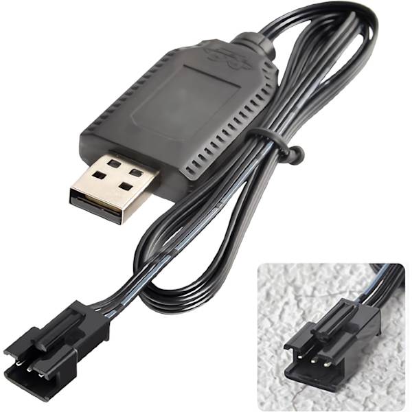 USB batterilader til 7.4V 2S LiPo-batterier | SM-3P-tilslutning | Sikker og alsidig opladning | Let og bærbar | Kompatibel med RC Bil/Drone/Båd