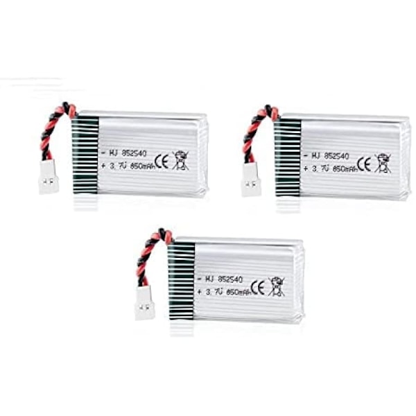 Syma Set med 3 uppladdningsbara Lipo-batterier 850mAh 3.7V för X5SC X5SW Quadcopter Drones Mått 48,5 x 29,5 x 14,50 mm, silver