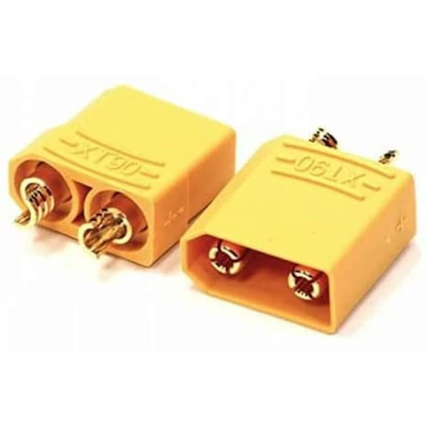 Set med 5 par XT90 hane-hona kontakter | Hög kvalitet för RC Lipo-batterier | Guldpläterad, Säker Anslutning, Gul, Plast