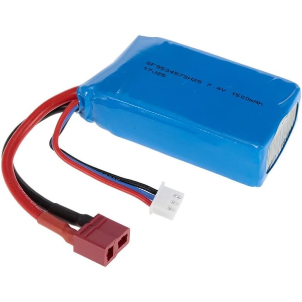 Uppladdningsbart LiPo-batteri 7.4V 1500mAh | Kompatibel med WLtoys A959-B, A979-B | Hög kapacitet och säkerhet | Idealisk för RC modellbygge, Blå