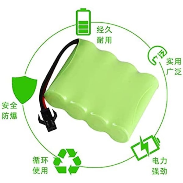Genopladeligt Ni-Cd-batteri 4.8V 1800mAh til RC-biler | Størrelse 60x51x15mm, vægt 80g | Kompatibel med SHARKOOL, Doulbe E, SIMREX A130, Grøn