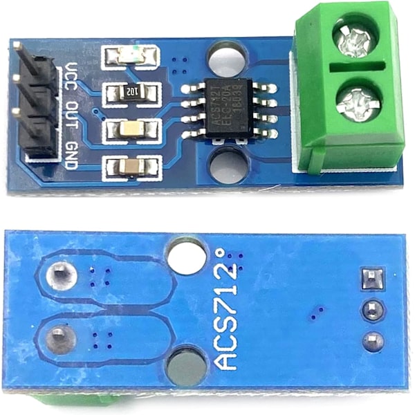 Strömsensor ACS712ELC 20A | Hög Känslighet upp till 20A | Enkel Integration | Robust Design, GRÖN, 27.4 mm x 11.8 mm