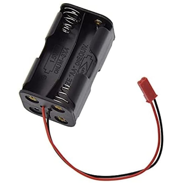 Batterihållare 4 AA Stylus med JST-kabel | Enkel gör-det-själv-installation | Kompakt och bärbar | Lämplig för Drönare, Radio, Svart, Plast