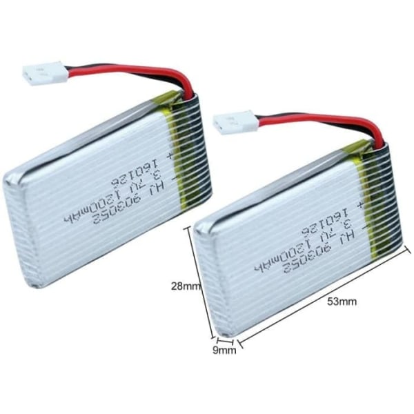 Sæt med 2 Lipo-batterier 3,7V 1200mAh til Syma X5SC X5SW - Genopladelige