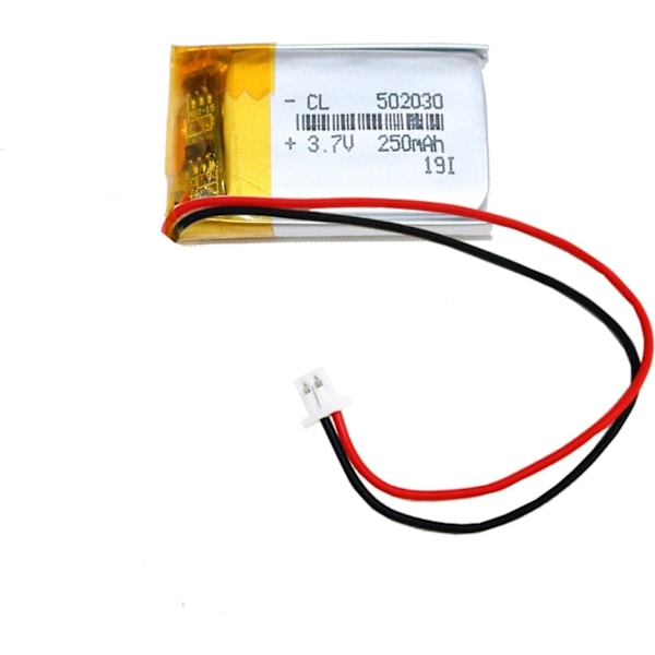 Litiumbatteri 3.7V 250mAh Modell 502030 | Med skyddskrets | Uppladdningsbart, kompatibelt med Bluetooth-hörlurar och TWS-hörlurar, hög hållbarhet