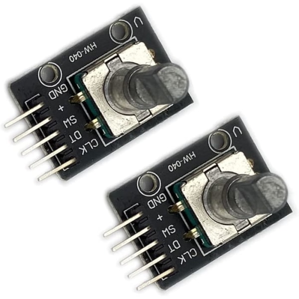 Roterande kodarmodul KY-040 2 stycken | För Raspberry Pi och Arduino | Vridbar och tryckbar ratt | Idealisk för volymjustering och räkning, metall