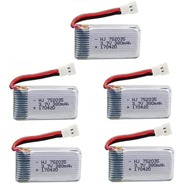 5 stk genopladeligt Lipo-batteri til Hubsan X4 H107c H107d H107L 3,7v 380mAh Rc Quadricopter
