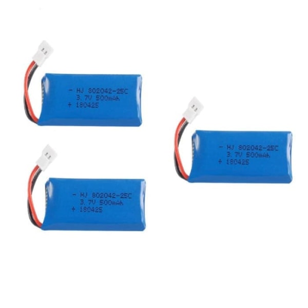 3 stycken 3,7v, 500mAh uppladdningsbara lipobatterier för Rc Quadricopter drönare HUBSAN X4 H107L H107C H107D H107 V252 JXD 385