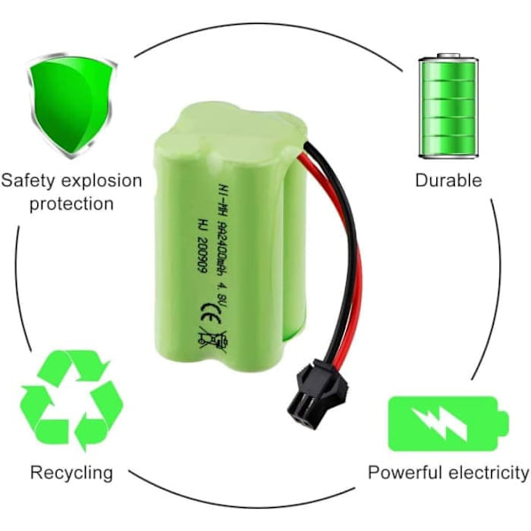 4,8 V AA-batteri, 2400 mAh genopladeligt Ni-MH-batteripakke, SM 2P-stik til HY800 F1 F3 RC Båd RC Bus med SM 2P USB-ladekabel