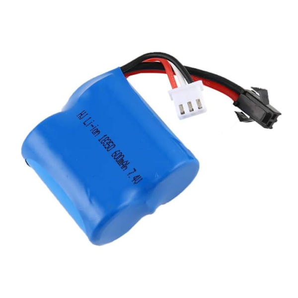 Li-ion batteri 7.4V 600mAh til RC-båd | Kompatibel med Skytech H100 H102 H106, Syma Q2 Q3 | Størrelse: 40x38x21mm, Vægt: 48g