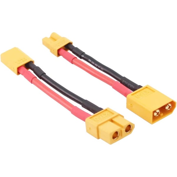 Set med 4 XT30 till XT60 hane-hona adapterkablar | 16AWG 5cm anslutning | Idealisk för Lipo-batteri, radiostyrd, RC-helikopter