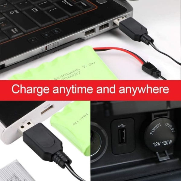 Ladattava 7,2 V 2400 mAh Ni-MH AA-akku SM-2P 2Pin -liittimellä ja USB-latauskaapelilla RC-kuorma-autoihin ja -autoihin