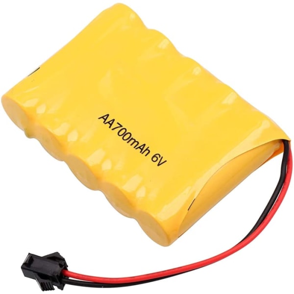 Batteri 6V 700mAh AA Ni-CD | Til RC-modeller og legetøj, WLtoys K989, Tello DJI | Inkluderer USB-kabel, gul | Størrelse 71 x 51 x 14-81 gr