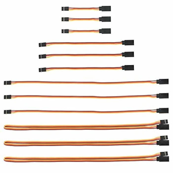 12 kpl JR-jatkojohto Servo 3 Pin 26AWG Uros - Naaras Futaba JR-kaapeli kauko-ohjattaviin lentokoneisiin 3 kpl x Cm 7, 15, 30, 60