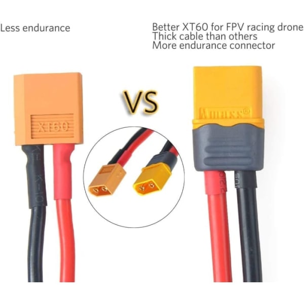 2 par XT60 hankontakt med 150 mm 12AWG silikonkabelhus Kontaktdon för Lipo-batteri FPV-drönare