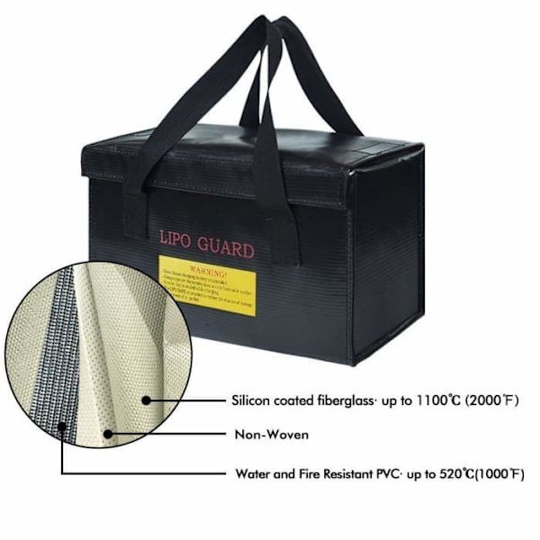 Brandsicher taske Ideel til opladning af Lipo-batterier Brandsicher Mål cm 26 x 13 x 15 Farve Sort