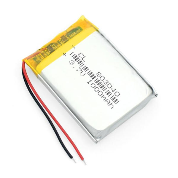 Ladattava Lipo-akku 803040 3.7V 1000mAh | Yhteensopiva kaiuttimien, Bluetoothin, GPS:n, Radiofly Space Kondor -droonin kanssa | PCM-suojaus, keltainen