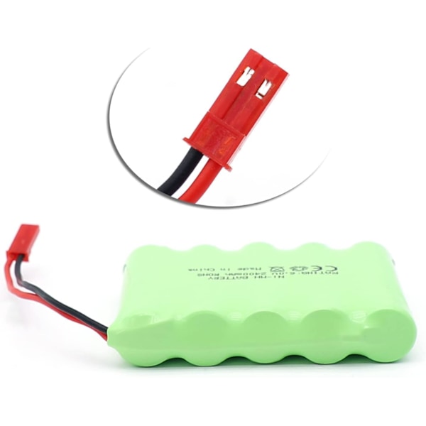 RC-akku 6V 2400mAh, Ladattava Ni-MH AA-akku, JST-liittimellä, RC-autolle, RC-veneelle, RC-säiliölle, Sähkötyökaluille | Mitat 52x72x15mm