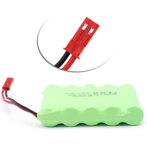 RC-batteri 6V 2400mAh, Uppladdningsbart Ni-MH AA-batteri, med JST-kontakt, för RC-bil, RC-båt, RC-tank, Elverktyg | Mått 52x72x15mm