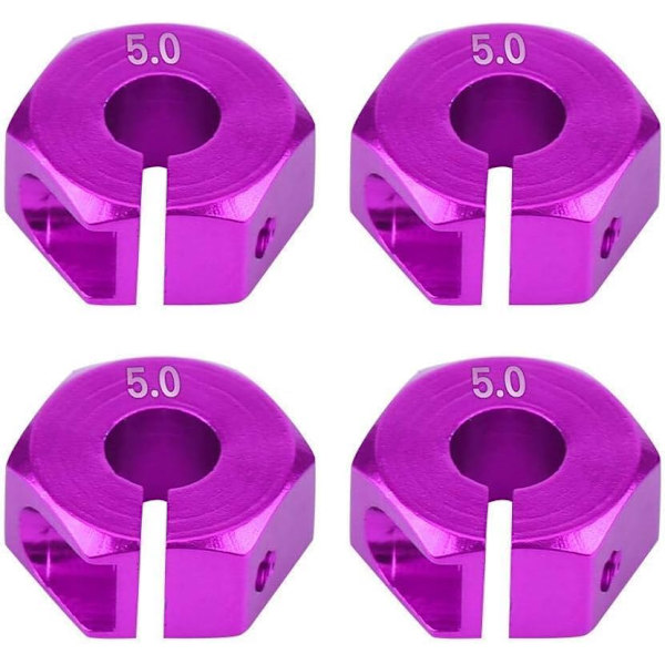 Hex-navan sovittimet, 12 mm Universaali HSP Sakura 1/10 mittakaavan RC-autoille (4 kpl) (5 mm - violetti)
