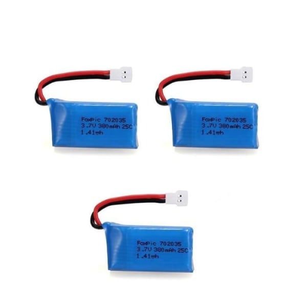 3 kappaletta 3,7 V, 380 mAh ladattavia Lipo-akkuja Rc Quadricopter -droneille HUBSAN X4 H107L H107C H107D H107 V252 JXD 385
