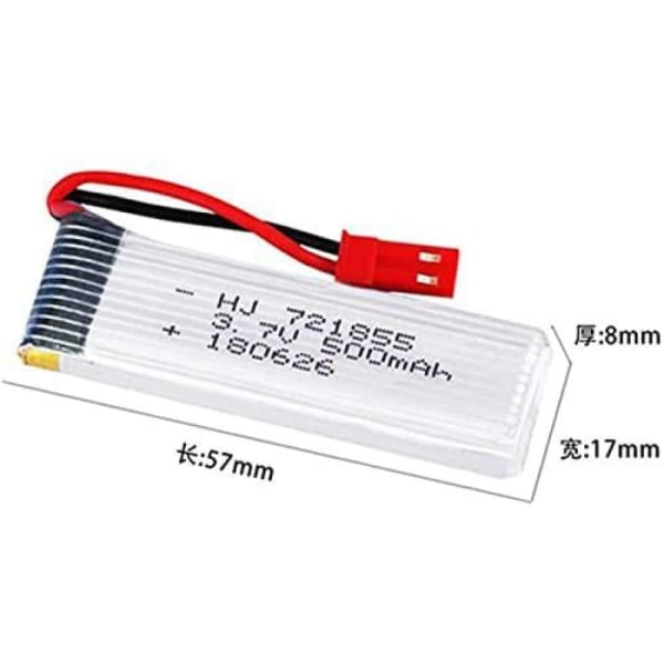 Lipo-batterier 3.7V 500mAh för RC-drönare | Kompatibel med UDI U817, WLtoys V959, Drone | Set med 2 delar | mm 57x17x8-16 gr, Silver