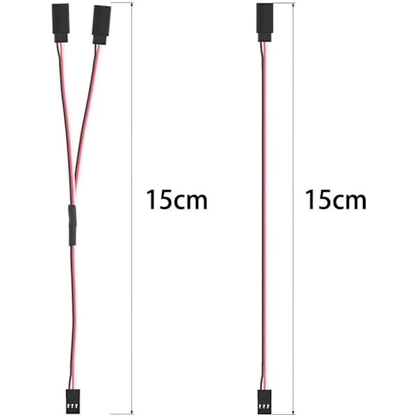 Servo förlängningskabel 150mm 10 stycken | 3 stift man till kvinna | AWG 22 tråd av hög kvalitet | Kompatibel med Futaba & JR, RC Car, flygplan