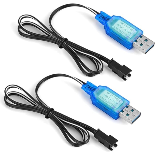 2-delad USB-laddare kabelsats SM-2P | 250mAh utgång för 6V Ni-Mh-batterier | Perfekt för RC Bilar, Modellbygge, RC Helikopter | Blå
