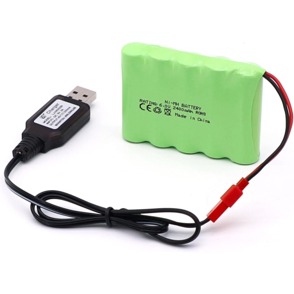 RC-akku 6V 2400mAh, Ladattava Ni-MH AA-akku, JST-liittimellä, RC-autolle, RC-veneelle, RC-säiliölle, Sähkötyökaluille | Mitat 52x72x15mm