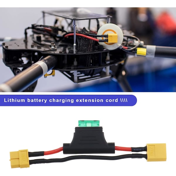 2 osainen XT60 jatkokaapeli uros-naaras 30A sulakkeella ja 12AWG silikonijohdolla - täydellinen sähköpyörille, RC-lennokeille, quadcoptereille, latureille