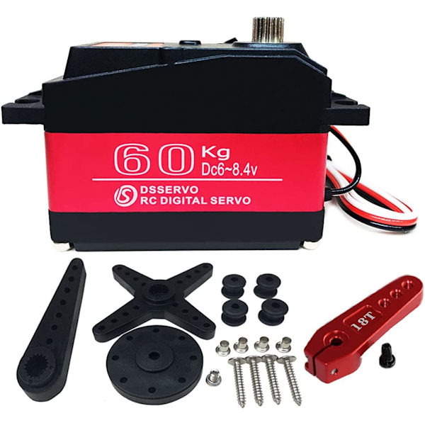 DS5160 7.4V 60KG Digitaalinen Servomoottori | 18T-sarvilla robotiikkaan ja automalleihin | 180 asteen kierto, alumiini
