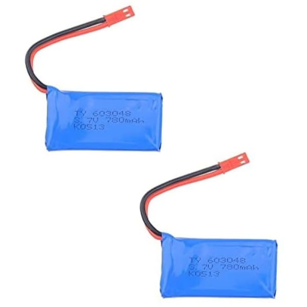 2 genopladelige lipo-batterier (3,7 V 780 mAh) til Wltoys V636 V686 V686G V686K JJRC V686 Quadricopter Drone