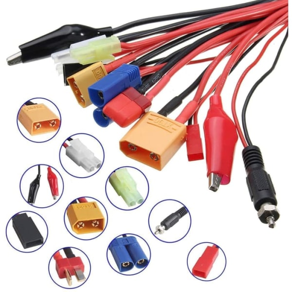 10-i-1 Banan Stik RC Oplader Lipo Kabel Adapter XT90 XT60 JST EC5 T Stik Tamiya Mini Tamiya Gløde Tænder Futaba Alligatorklemmer