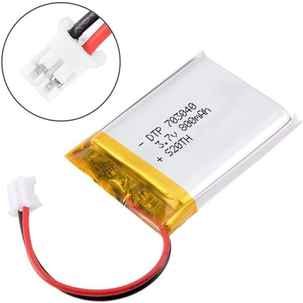 Litiumakku 3.7V 800mAh Malli 703040 | Suojapiirillä | Ladattava, yhteensopiva Bluetooth-kuulokkeiden ja TWS-kuulokkeiden kanssa, korkea kestävyys
