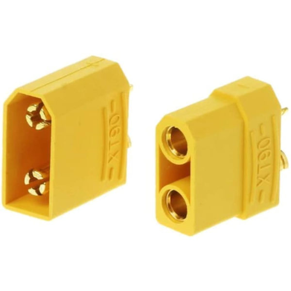 Set med 5 par XT90 hane-hona kontakter | Hög kvalitet för RC Lipo-batterier | Guldpläterad, Säker Anslutning, Gul, Plast