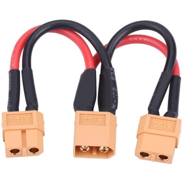 XT60-sovitin rinnakkaiselle akkuliitännälle 14Awg-kaapeli Rc Lipolle (1 naaras - 2 uros)