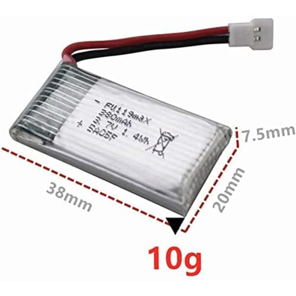 5 i 1 opladningsadapter + 5 x 3,7V 380mAh 25C lithiumbatterier til Tera Mini quadcopter Hubsan X4 H107C H107D